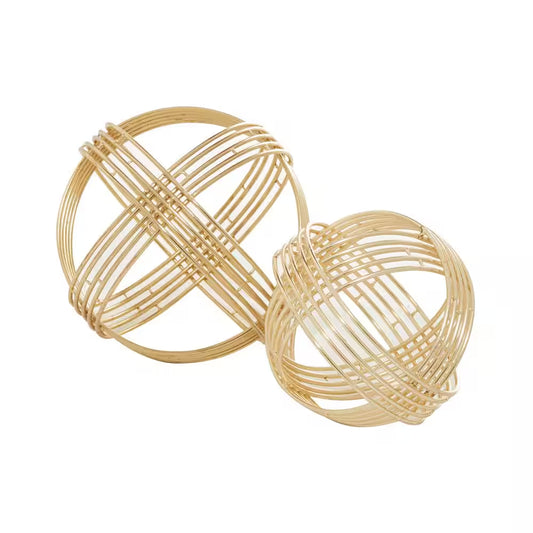 Gold Metal Geometric Sculpture (Set of 2)