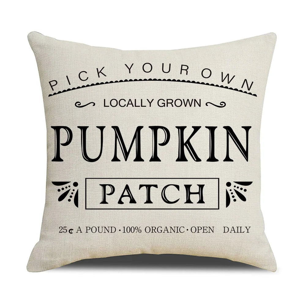 Autumn Thanksgiving Pillow Cases Cotton Linen Cushion Case Pumpkin Cushion Cover Fall Farmhouse Home Party Decor Pillow Cover