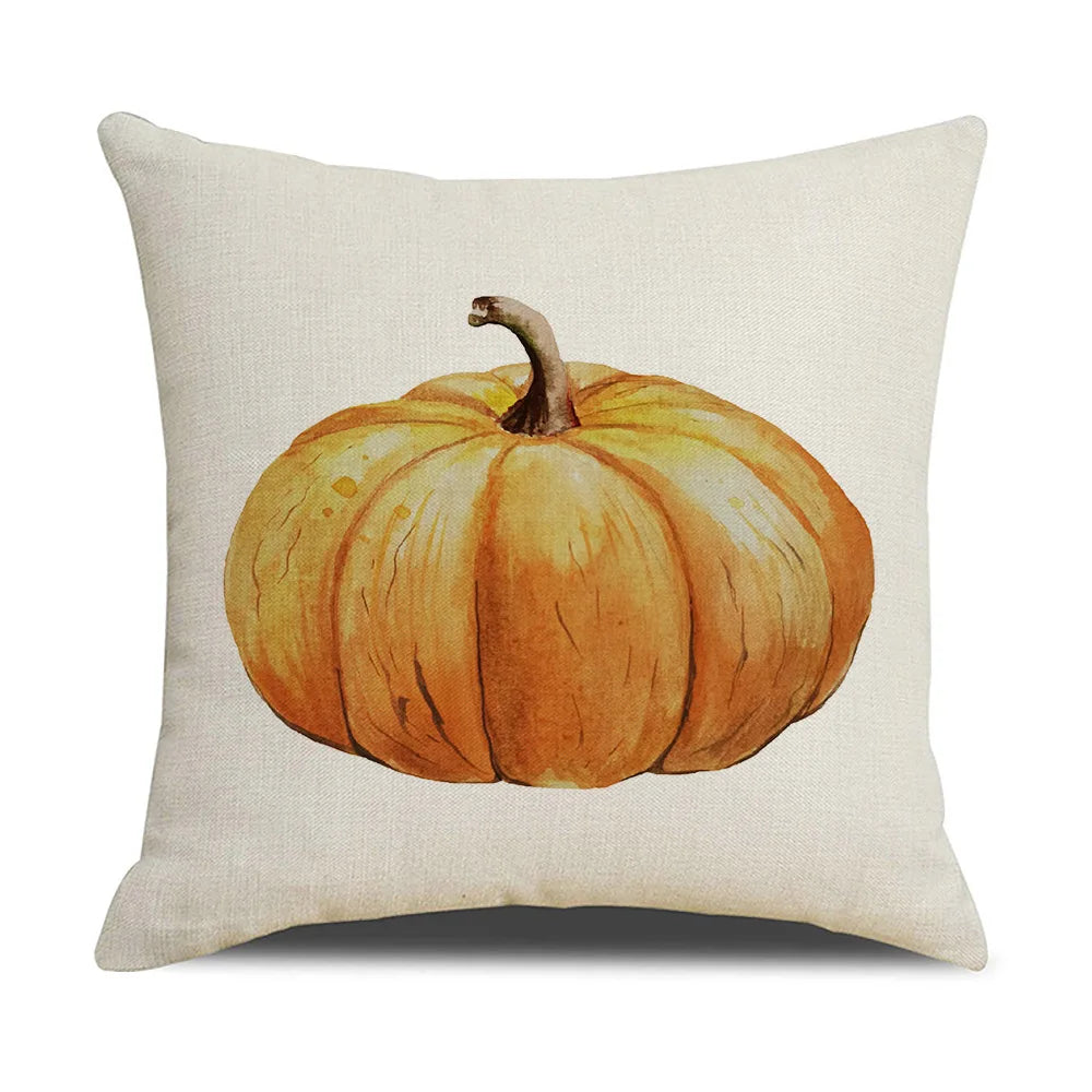 Autumn Thanksgiving Pillow Cases Cotton Linen Cushion Case Pumpkin Cushion Cover Fall Farmhouse Home Party Decor Pillow Cover